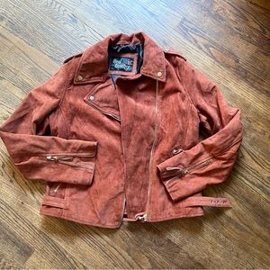 Markhor Womens Rylee Genuine Lambskin Biker Suede Leather Jacket